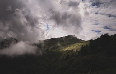 clouds over mountains