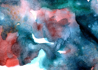 Abstract watercolor background for graphic design, hand painted on paper