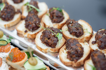 Sandwich snacks on banket table