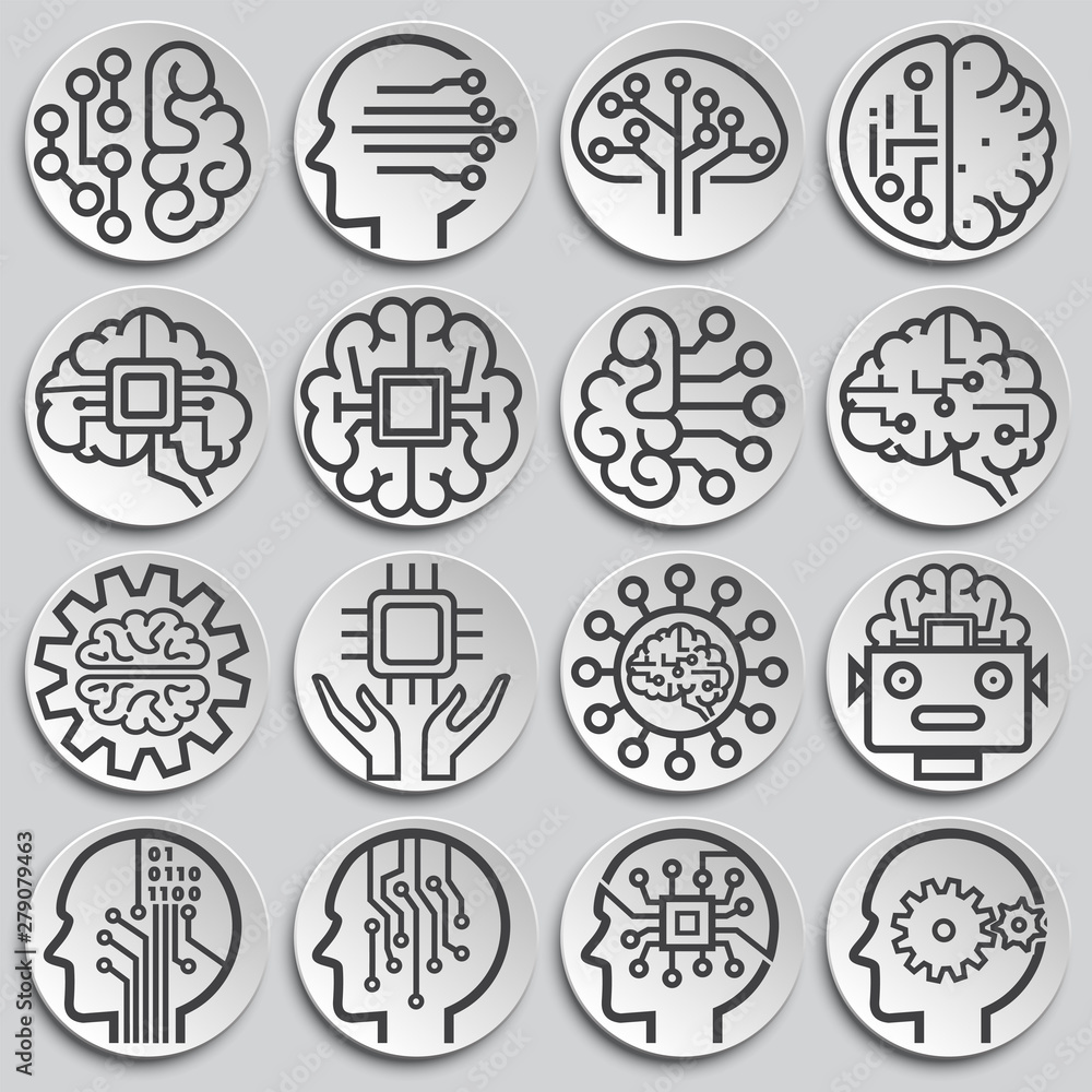 Poster ai related icons set on background for graphic and web design. simple illustration. internet concept