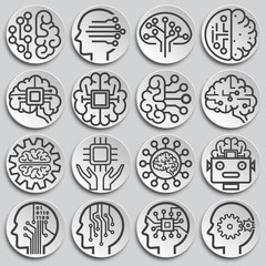 Fototapeta premium AI related icons set on background for graphic and web design. Simple illustration. Internet concept symbol for website button or mobile app.