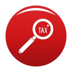 Look at tax icon. Simple illustration of look at tax vector icon for any design red