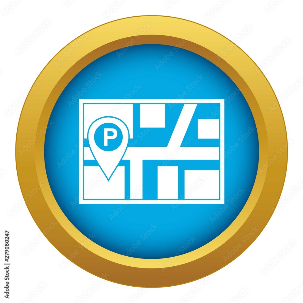 Aufkleber map with car parking pointer icon blue vector isolated on white background for any design