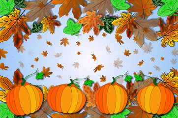 Naklejka premium beautiful background with orange pumpkin, beautiful autumn background