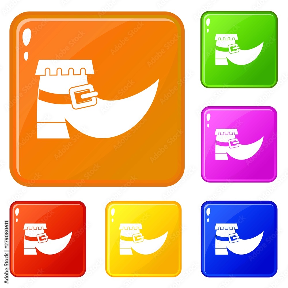 Aufkleber boot with buckle icons set collection vector 6 color isolated on white background