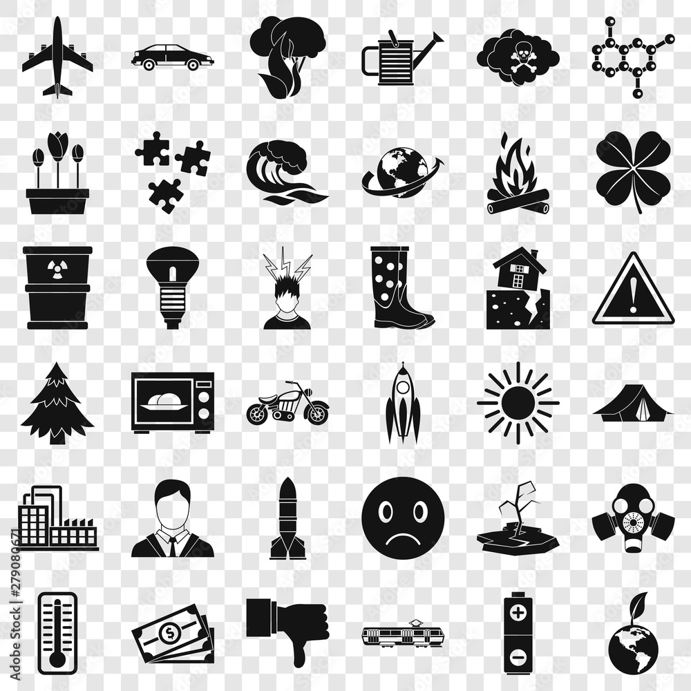 Aufkleber carbon dioxide icons set. simple style of 36 carbon dioxide vector icons for web for any design