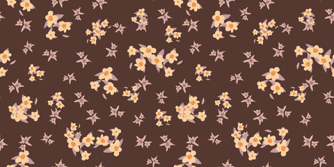 Vector pattern elementary usual fantasy flowers Colorful paisley wallpaper. Print design vector illustration.