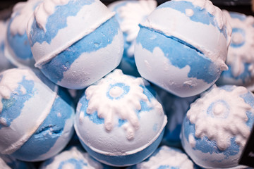 Shop of natural cosmetics, salt bombs for a bath