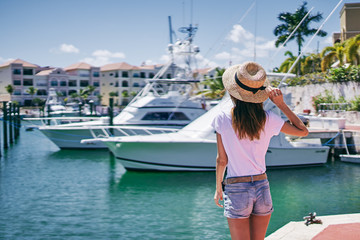 Fototapeta premium young woman in cruise boat