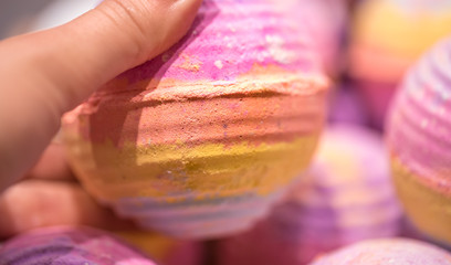 Shop of natural cosmetics, salt bombs for a bath