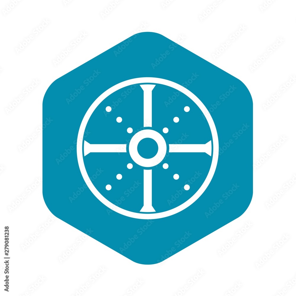Poster round shield icon. simple illustration of round shield vector icon for web