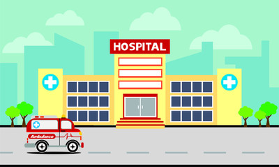  Ambulance car on white background. Ambulance auto paramedic emergency. Ambulance vehicle medical evacuation. Vector illustration