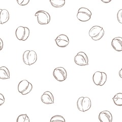 Hand drawn chickpeas beans. Vector  seamless pattern.