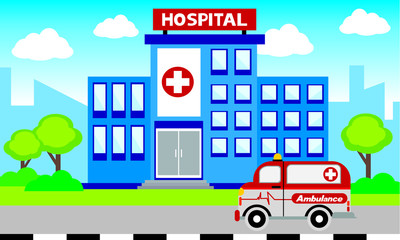  Ambulance car on white background. Ambulance auto paramedic emergency. Ambulance vehicle medical evacuation. Vector illustration