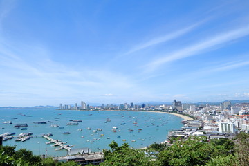 top view of the pattaya city in noon , thailand