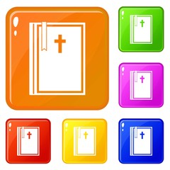 Bible icons set collection vector 6 color isolated on white background