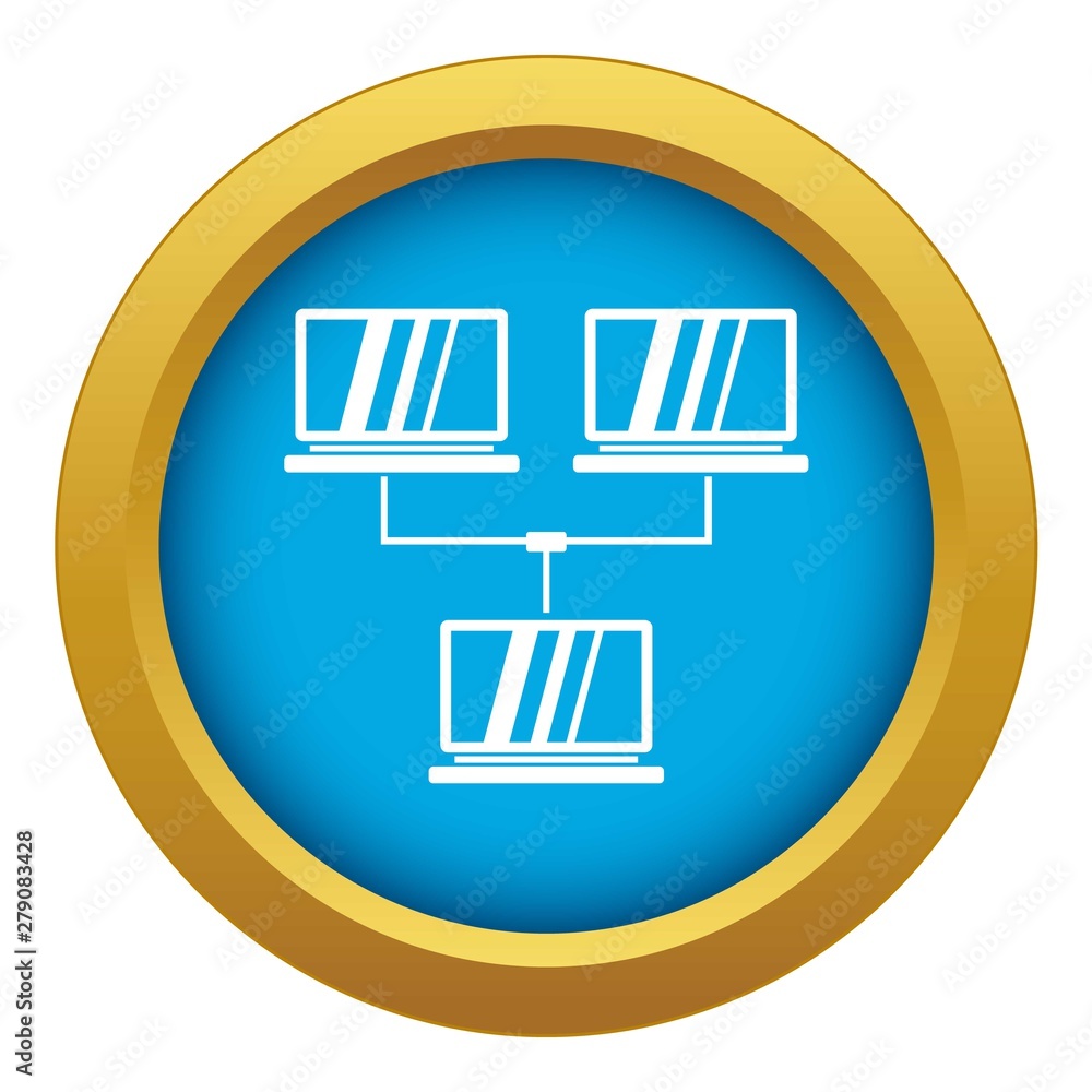 Poster exchange of data between computers icon blue vector isolated on white background for any design