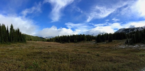 landscape with blue sky and clouds