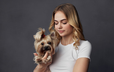 portrait of woman with dog