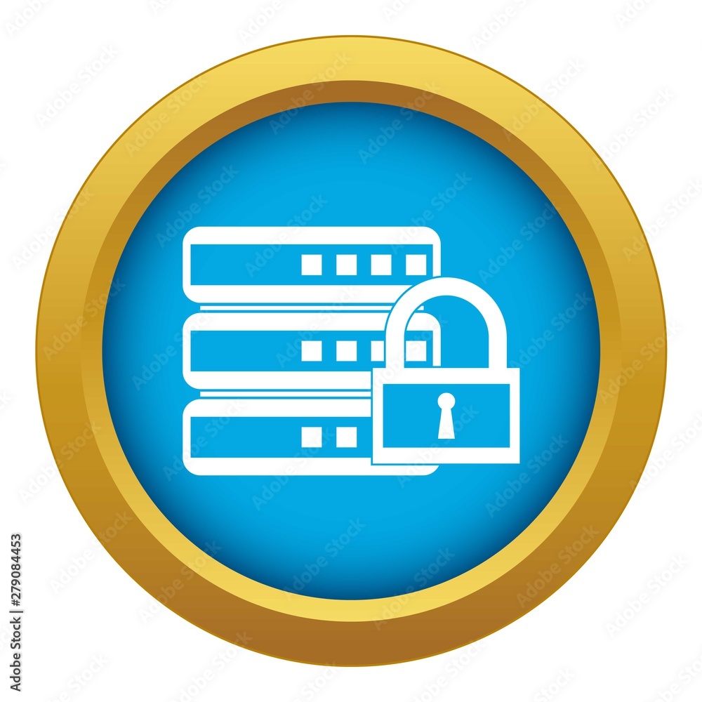 Poster database with padlock icon blue vector isolated on white background for any design