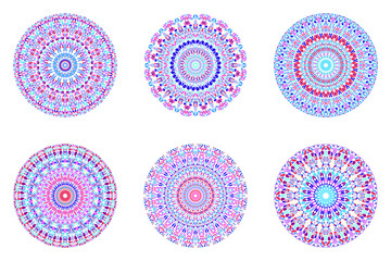 Round circular stone ornament mandala set - ornamental ornate geometrical vector designs elements