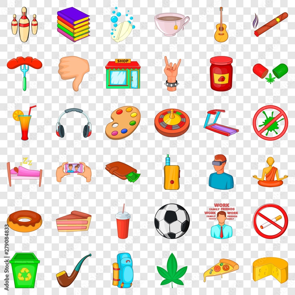 Poster monk icons set. cartoon style of 36 monk vector icons for web for any design