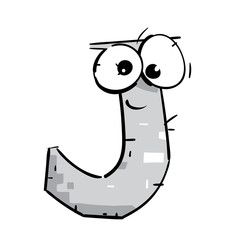 Cartoon Alphabet. Smiling Cute J 