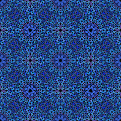 Oriental floral petal pattern background art - bohemian mosaic abstract blue kaleidoscope vector wallpaper