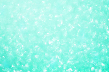 Turquoise glitter bokeh background. Festive concept. - Image