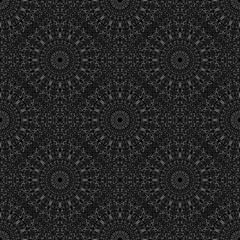 Monochrome oriental mandala mosaic pattern background - abstract dark bohemian seamless vector wallpaper graphic design