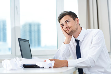 businessman working on laptop in office