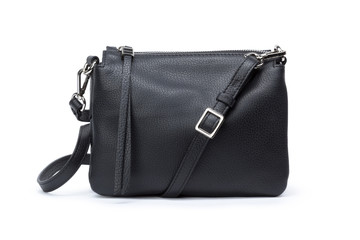 Fashionable female hand bag on white background