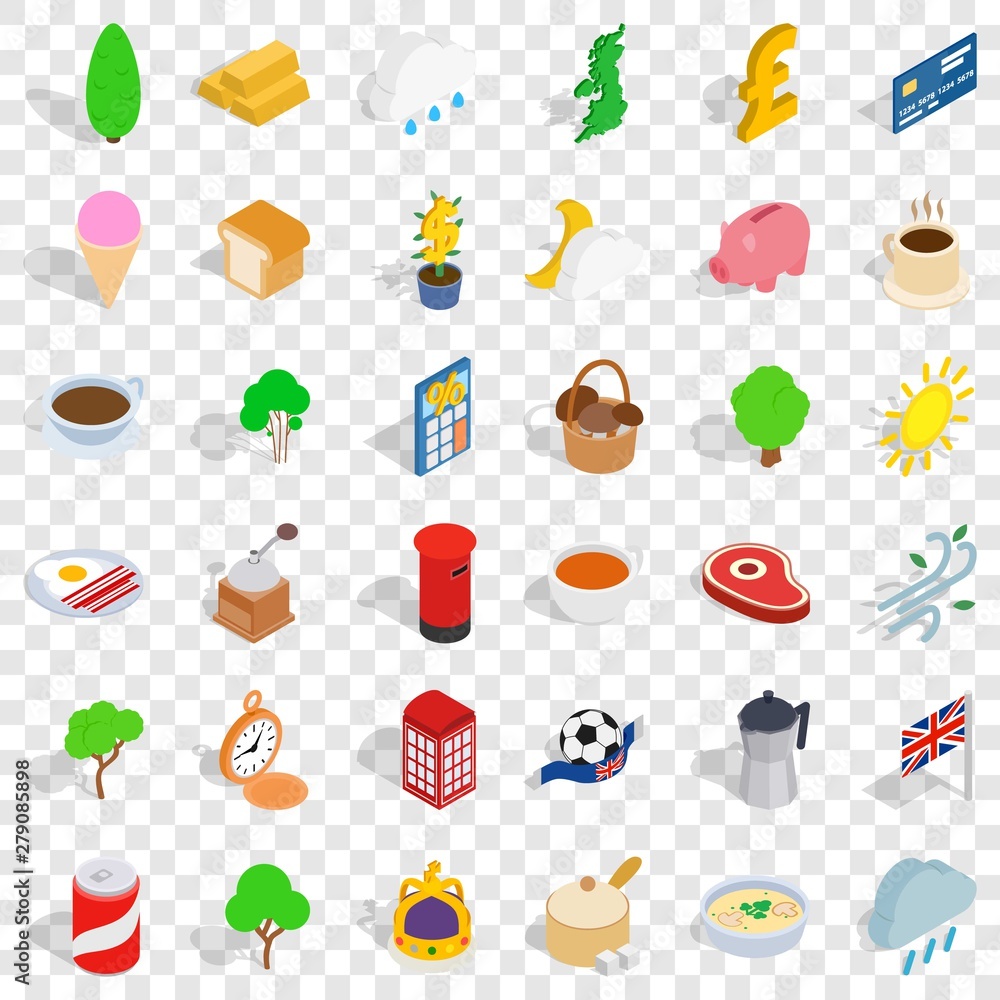 Poster active life icons set. simple style of 36 active style vector icons for web for any design