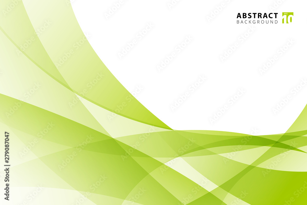 Poster abstract modern light green wave element on white background with copy space.