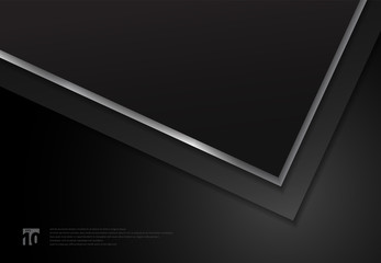 Template black geometric triangle corner overlap layer background with space for text.