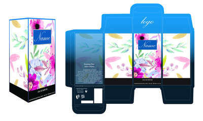 Packaging design, perfume luxury box design template and mockup box. Illustration vector.