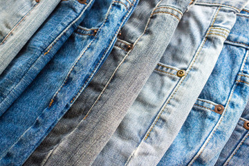 denim blue jeans stack texture background closeup