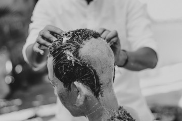 Scatter for monk Shaving the clerical head of Thailand