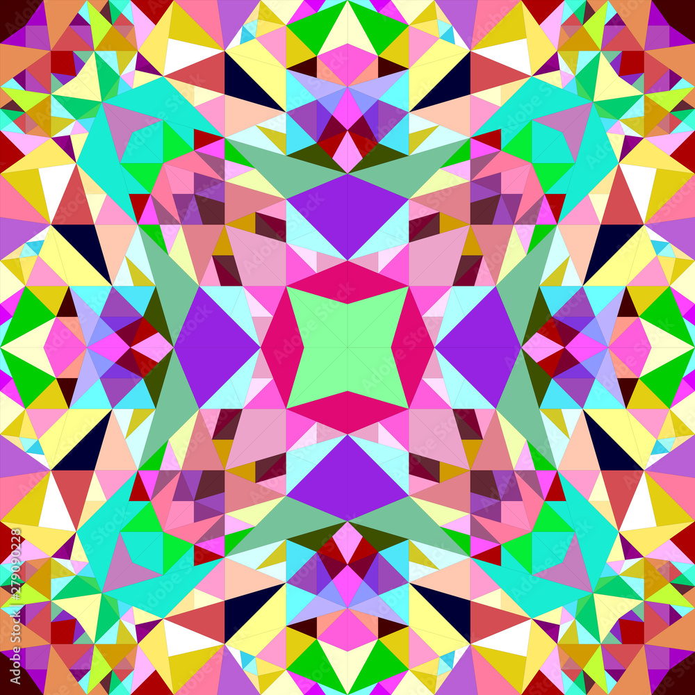 Poster colorful repeating kaleidoscope pattern background design - abstract ethnic vector wallpaper graphic