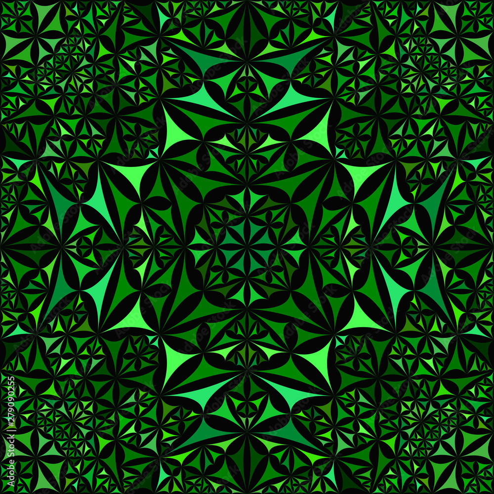 Aufkleber green abstract repeating curved triangle mosaic kaleidoscope pattern wallpaper - symmetrical vector 