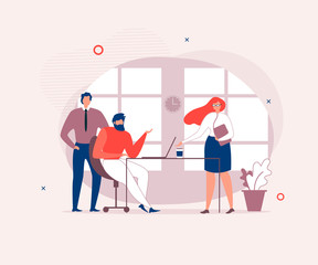 Coworking People Having Conversation in Office