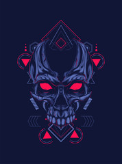 dark skull head with sacred geometry pattern as the background