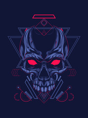 dark skull head with sacred geometry pattern as the background