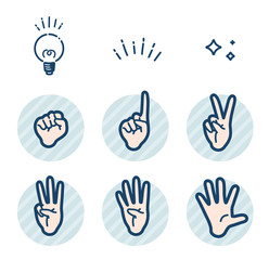 simple type hand gesture_number sign set