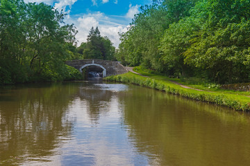 Obraz premium View of a British canal in rural setting