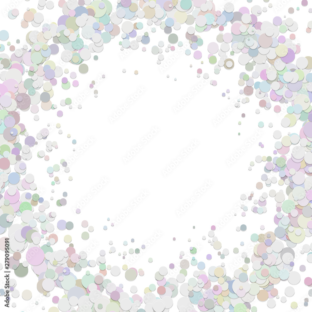 Poster blank abstract confetti ring background template with scattered circles - vector graphic
