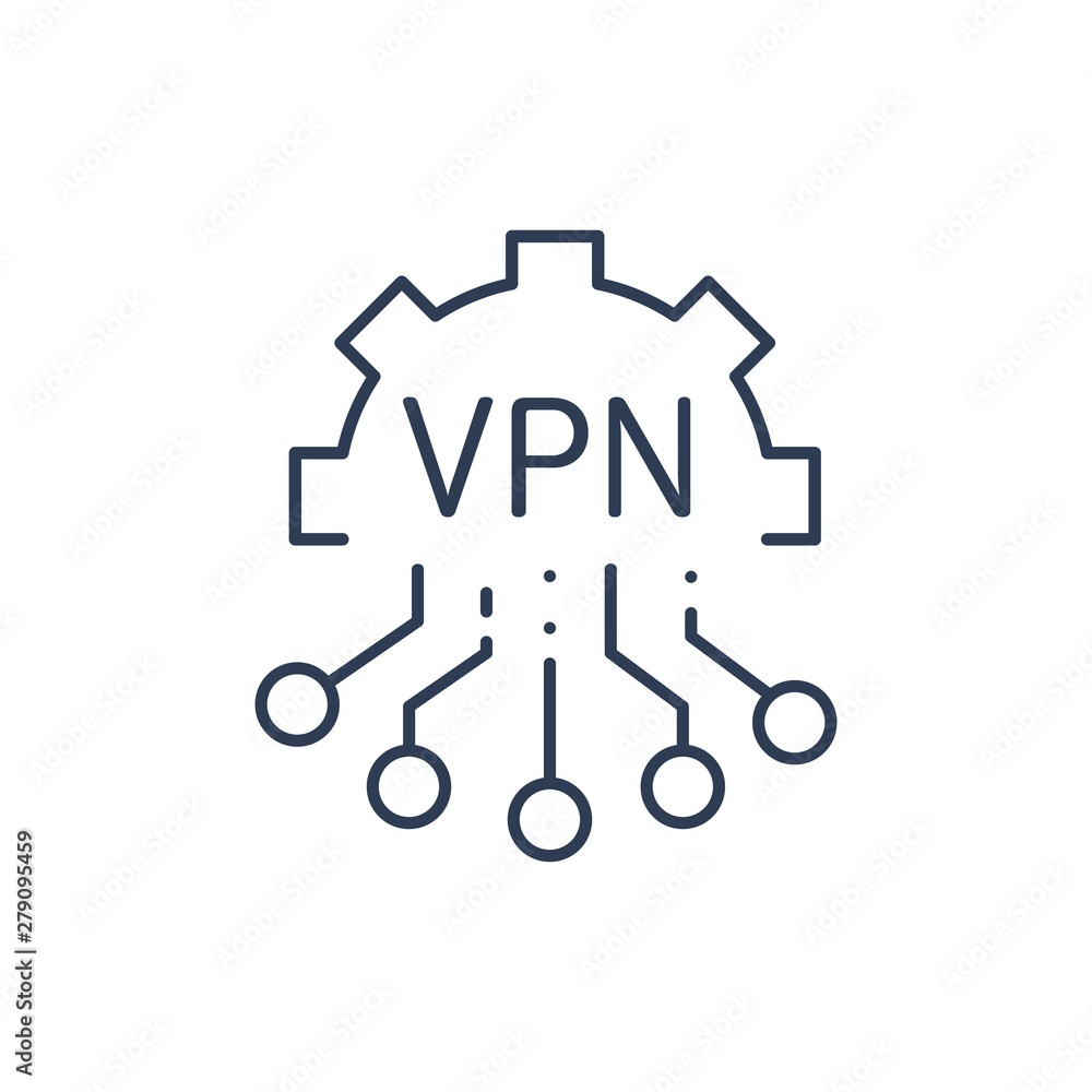 Poster vpn icon data protection for mobile concept and web apps icon. thin line vpn icon for website design