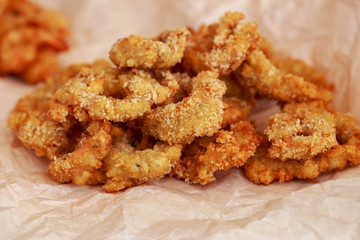 Fried squid rings in batter