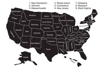 Fototapeta na wymiar United States grayscale USA Map