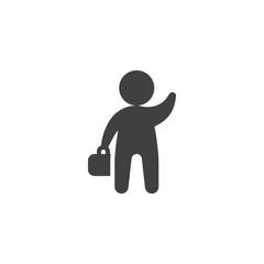 Man with briefcase vector icon. filled flat sign for mobile concept and web design. Person with case glyph icon. Symbol, logo illustration. Vector graphics